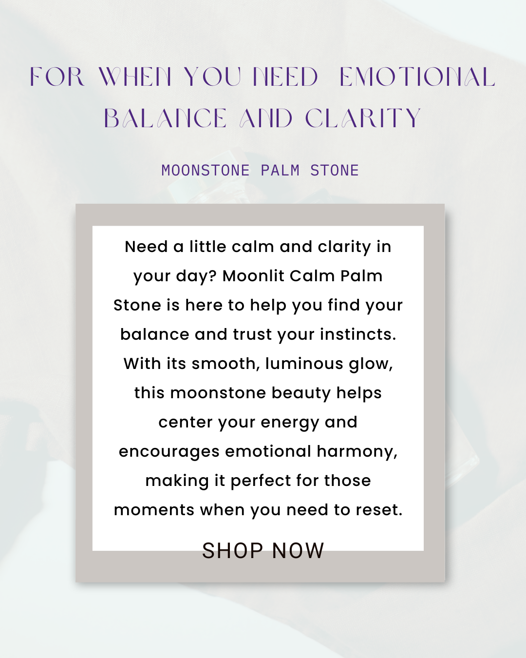 Moonstone Palm Stone – For When You Need  Emotional Balance and Clarity (Oval Shaped)