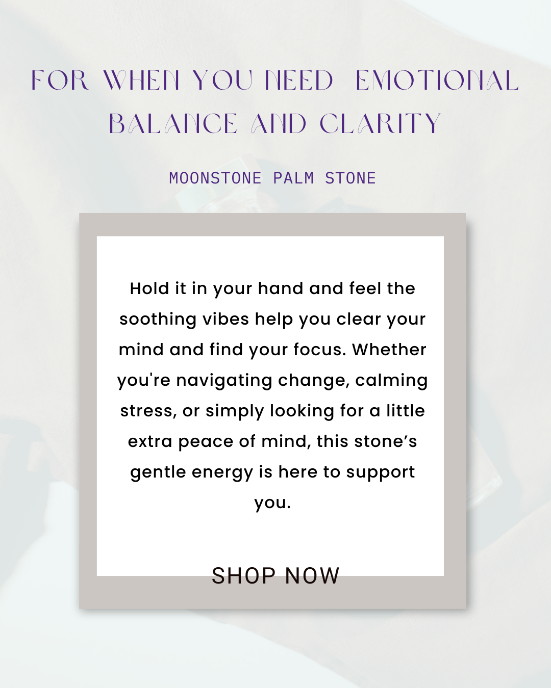 Moonstone Palm Stone – For When You Need  Emotional Balance and Clarity (Oval Shaped)