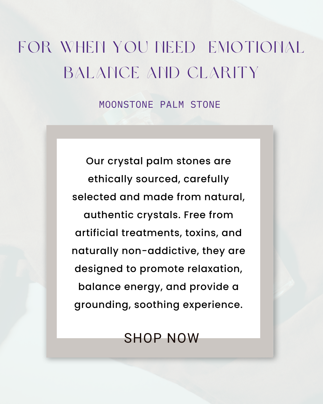 Moonstone Palm Stone – For When You Need  Emotional Balance and Clarity (Oval Shaped)