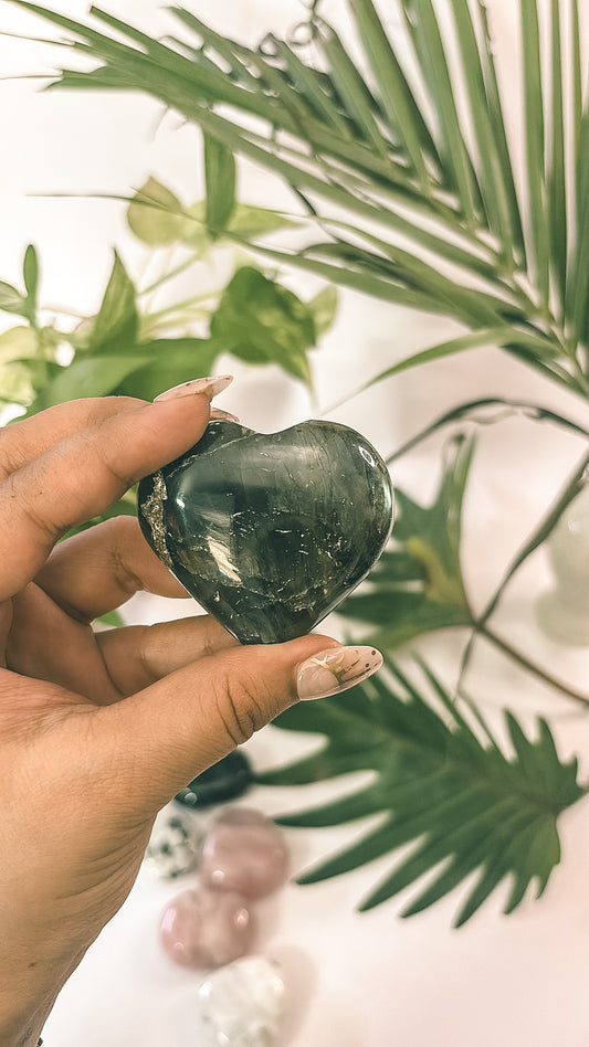 Labradorite Palm Stone- For When You Need To Spark Your Inner Compass (Heart Shaped)