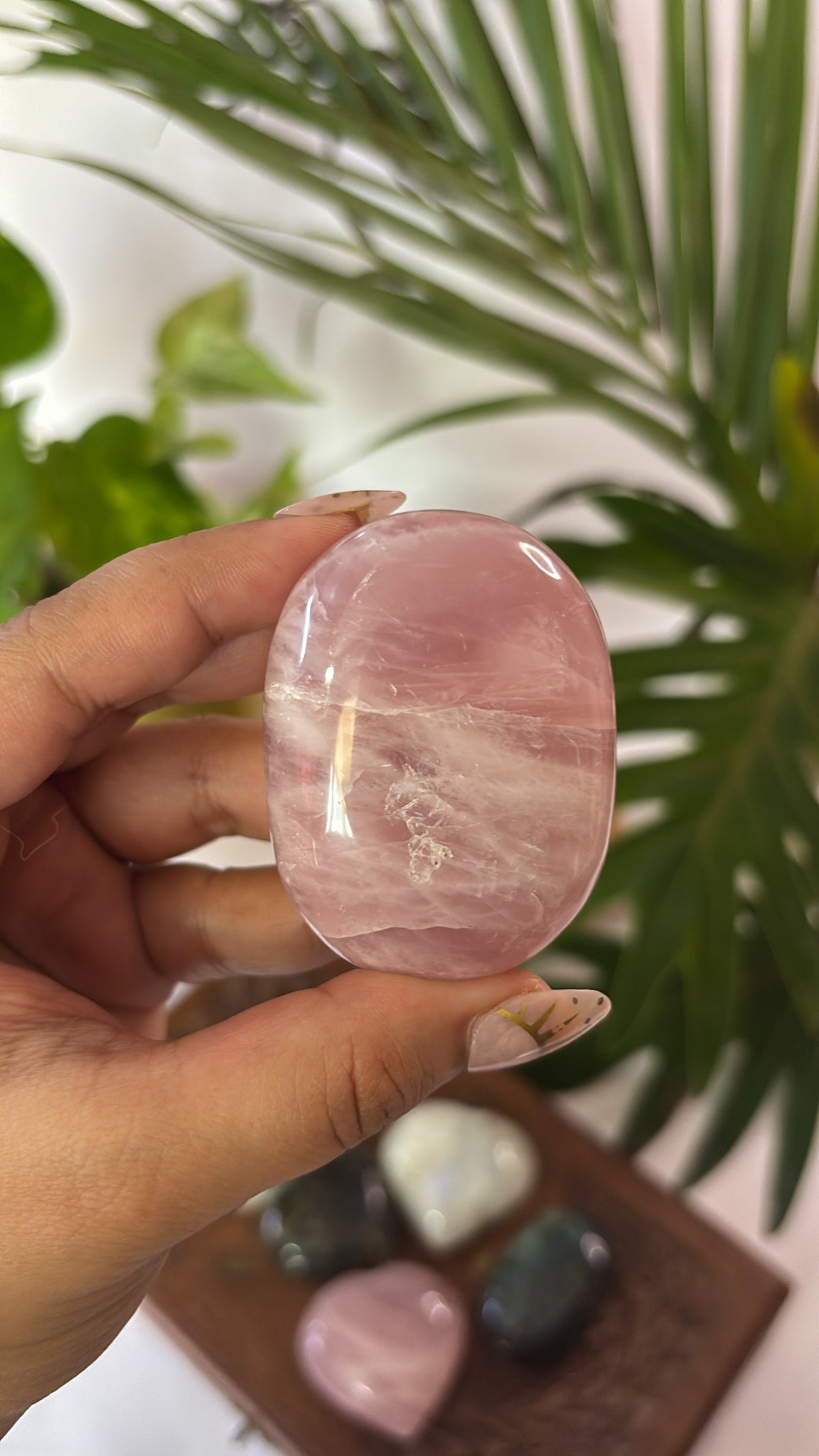 Rose Quartz Palm Stone- Love Yourself First (Oval Shaped)