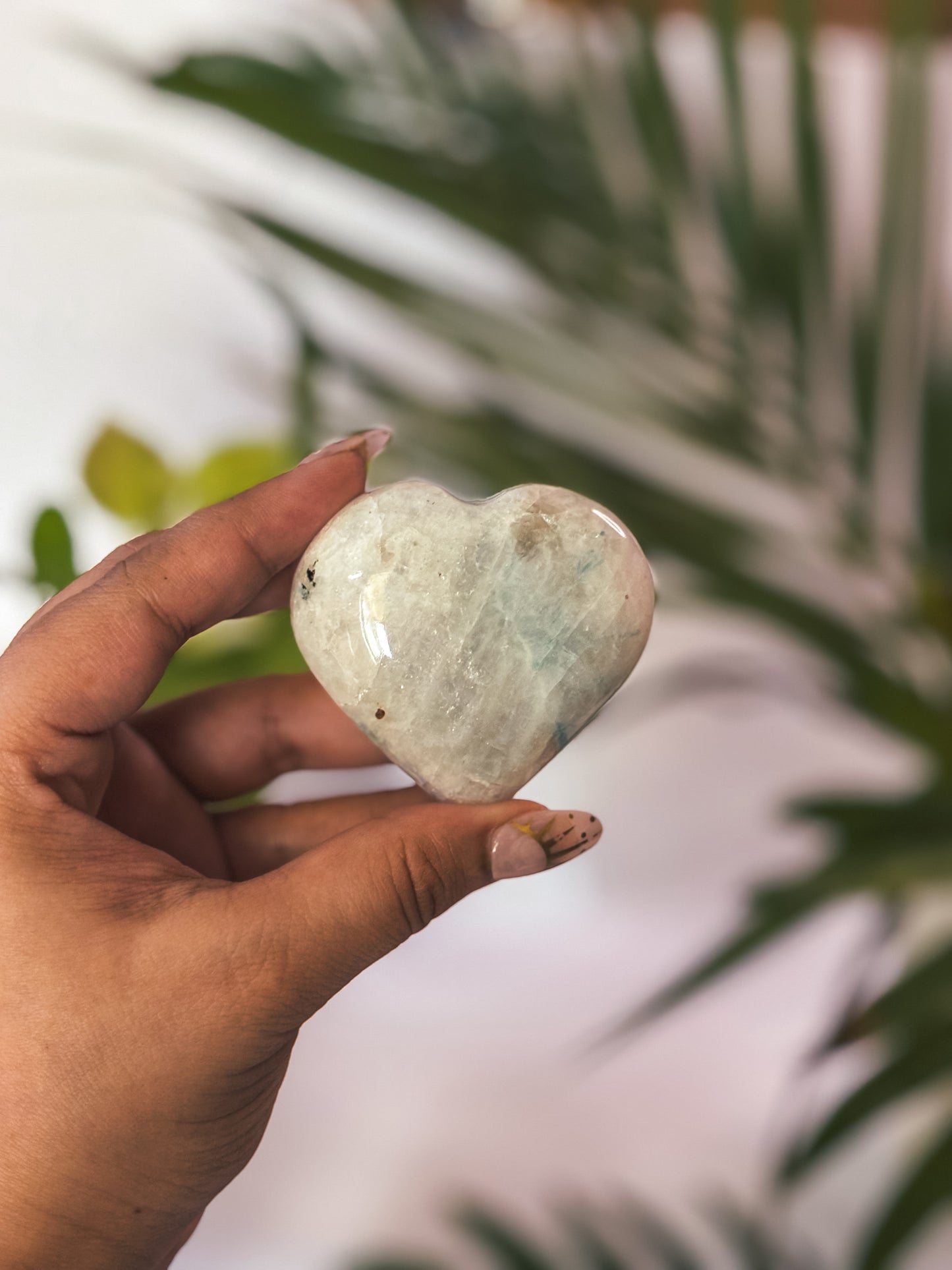 Moonstone Palm Stone- For When You Need Balance and Clarity (Heart Shaped)