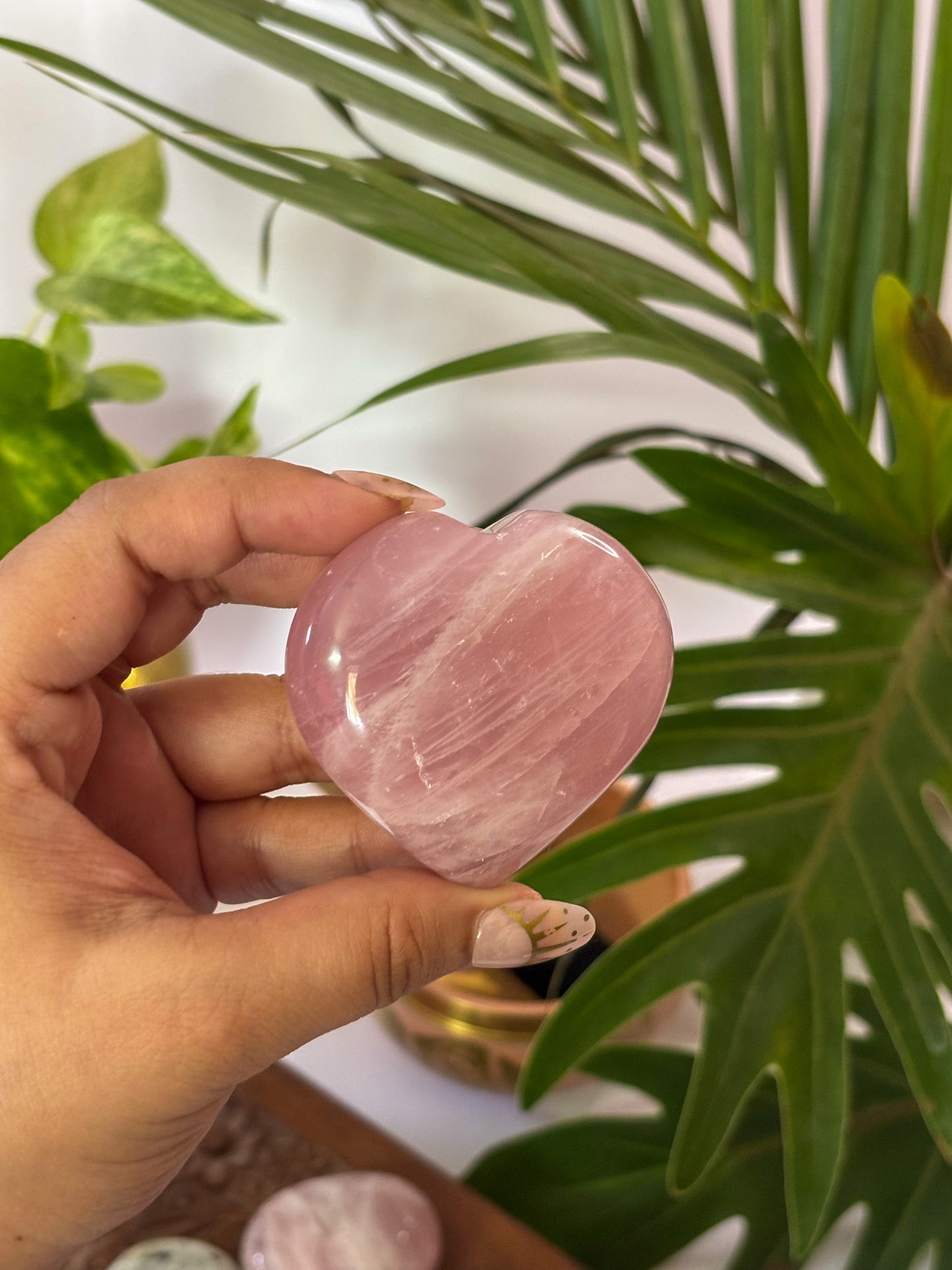 Rose Quartz Palm Stone- Love Yourself First (Heart Shaped)